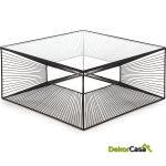 Mesa De Centro 80X80X38 Cristal/Metal Negro