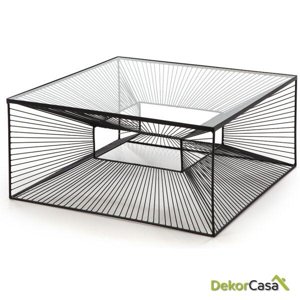 Mesa De Centro 80X80X38 Cristal/Metal Negro