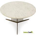 Mesa De Centro 81X81X46 Metal/Mármol Dorado Antique/Blanco