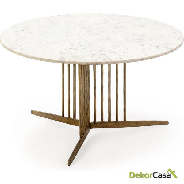 Mesa De Centro 81X81X46 Metal/Mármol Dorado Antique/Blanco