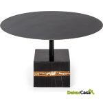 Mesa De Centro 81X81X47 Metal/Mármol Negro/Dorado