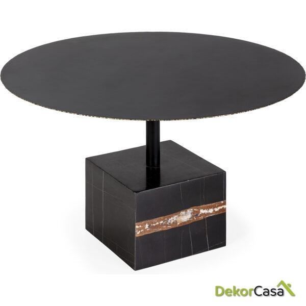 Mesa De Centro 81X81X47 Metal/Mármol Negro/Dorado