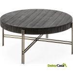 Mesa De Centro 86X86X47 Madera/Metal Negro/Niquel