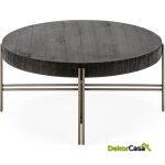 Mesa De Centro 86X86X47 Madera/Metal Negro/Niquel