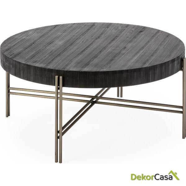 Mesa De Centro 86X86X47 Madera/Metal Negro/Niquel