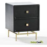 Mesita De Noche 52X44X66 Metal Oro/Madera Negro