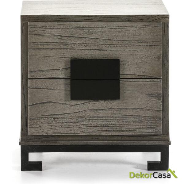 Mesita De Noche 56X41X60 Madera Gris/Negro