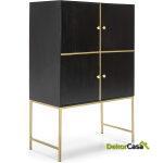 Mueble Bar 100X50X151 Madera Negro/Metal Dorado