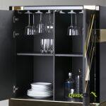 Mueble Bar 88X45X140 Cristal Negro/Espejo Dorado