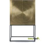 Mueble Bar 91X56X152 Madera Dorado/Negro/Metal Negro