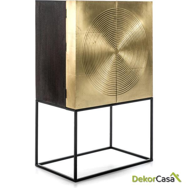 Mueble Bar 91X56X152 Madera Dorado/Negro/Metal Negro