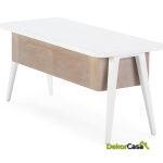 Mueble Tv 110X45X50 Madera Blanco/Natural Con Pátina Gris