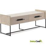 Mueble Tv 140X45X55 Madera Natural/Metal Negro