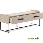 Mueble Tv 140X45X55 Madera Natural/Metal Negro