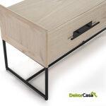 Mueble Tv 140X45X55 Madera Natural/Metal Negro