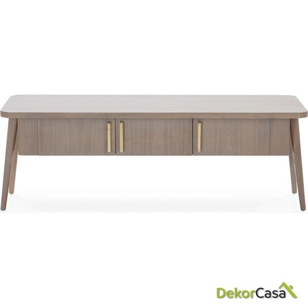 Mueble Tv 150X50X51 Madera Natural Con Pátina Gris