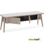 Mueble Tv 150X50X51 Madera Natural Con Pátina Gris