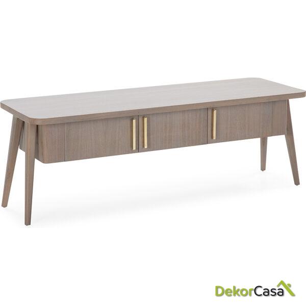 Mueble Tv 150X50X51 Madera Natural Con Pátina Gris