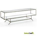 Mueble Tv 152X40X50 Cristal/Metal Dorado