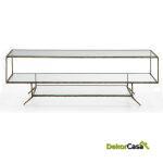 Mueble Tv 152X40X50 Cristal/Metal Dorado