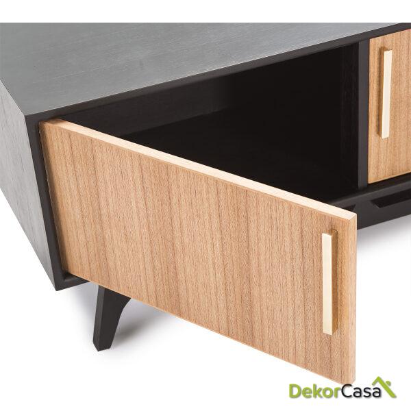 Mueble Tv 160X40X45 Madera Negro/Natural