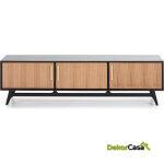 Mueble Tv 160X40X45 Madera Negro/Natural