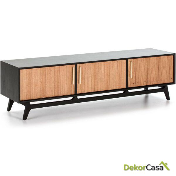 Mueble Tv 160X40X45 Madera Negro/Natural