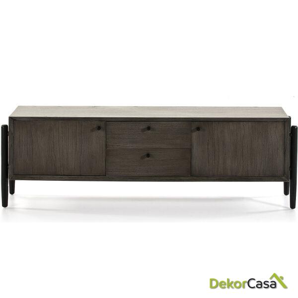 Mueble Tv 160X40X50 Madera Gris/Negro