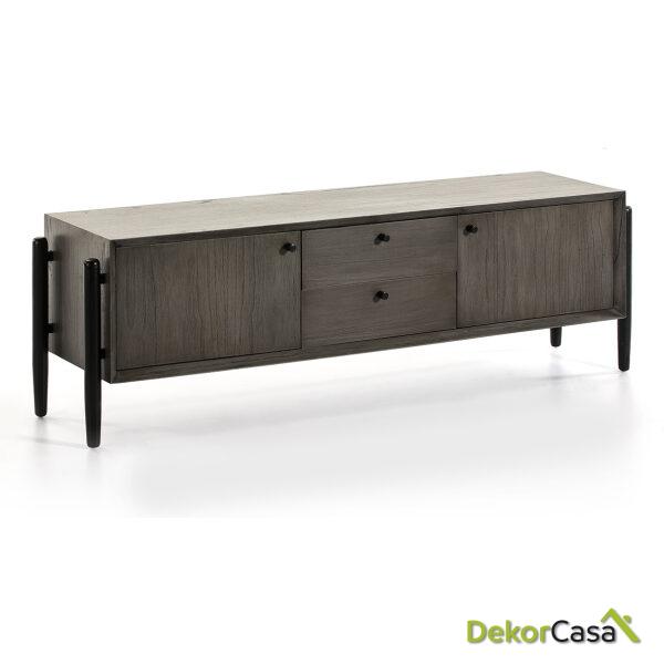 Mueble Tv 160X40X50 Madera Gris/Negro