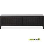 Mueble Tv 160X42X48 Madera/Ratán Negro