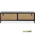 Mueble Tv 160X42X48 Madera/Ratán Negro/Natural