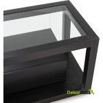 Mueble Tv 160X45X45 Cristal/Madera Negro 3 Cajones