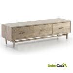 Mueble Tv 160X45X45 Madera Natural Con Pátina Gris 3 Cajones