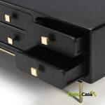 Mueble Tv 160X45X50 Metal Oro/Madera Negro 8 Cajones