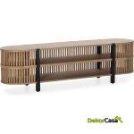 Mueble Tv 175X40X50 Madera Arena/Metal Negro