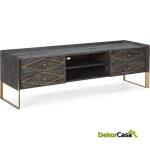 Mueble Tv 176X45X55 Madera Gris/Metal Dorado