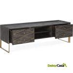 Mueble Tv 176X45X55 Madera Gris/Metal Dorado