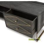 Mueble Tv 176X45X55 Madera Gris/Metal Dorado