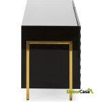 Mueble Tv 180X44X46 Cristal Blanco/Negro/Acero Dorado