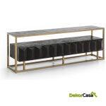 Mueble Tv 180X45X61 Madera Marrón Oscuro/Metal Dorado