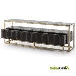 Mueble Tv 180X45X61 Madera Marrón Oscuro/Metal Dorado