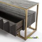 Mueble Tv 180X45X61 Madera Marrón Oscuro/Metal Dorado