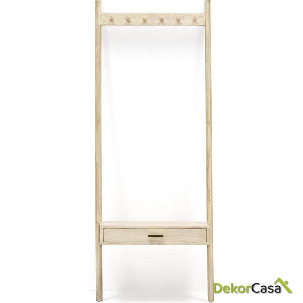 Perchero 73X36X190 Madera Blanco Velado 1 Cajón