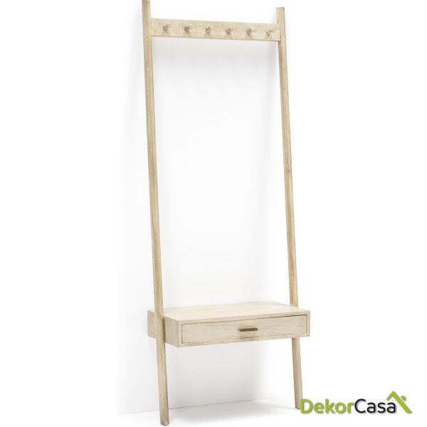 Perchero 73X36X190 Madera Blanco Velado 1 Cajón