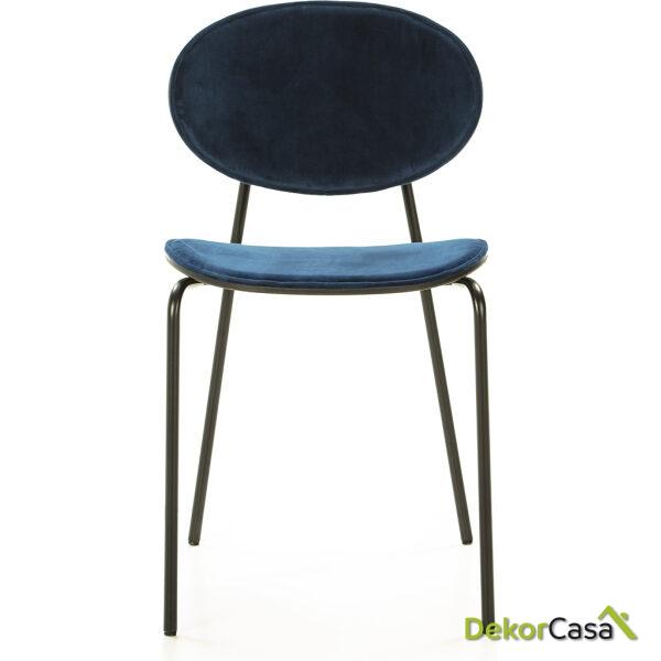 Silla 42X51X78 Metal Negro/Abs Negro/Terciopelo Azul