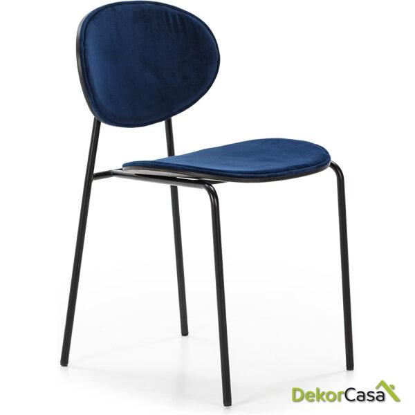 Silla 42X51X78 Metal Negro/Abs Negro/Terciopelo Azul