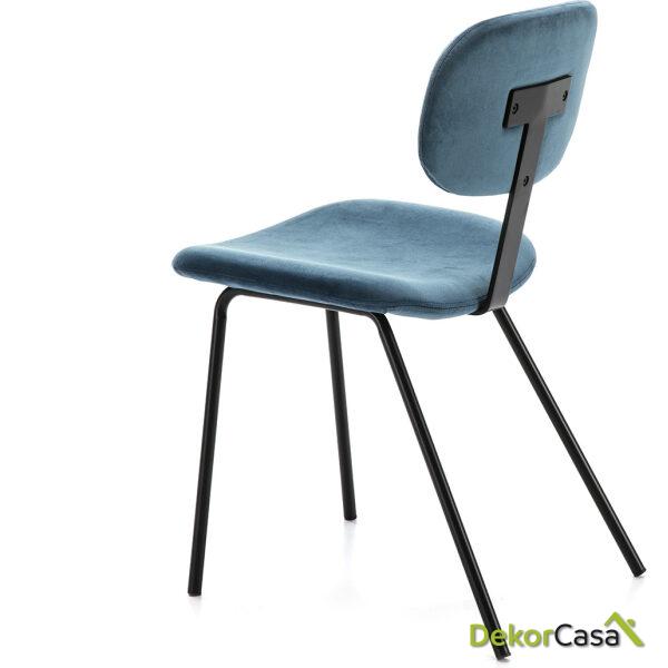 Silla 46X55X81 Metal Negro/Tela Azul