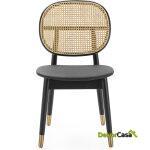 Silla 47X54X86 Madera/Metal/Ratán Negro/Dorado/Natural