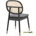 Silla 47X54X86 Madera/Metal/Ratán Negro/Dorado/Natural