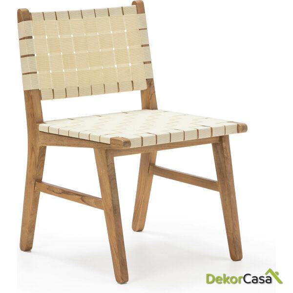 Silla 50X53X81 Madera De Teca/Tejido Nylon Natural/Beige